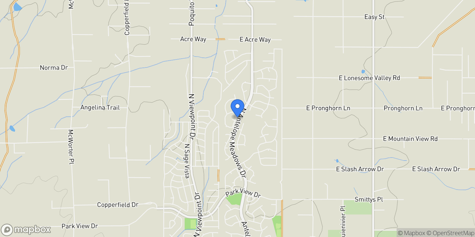 Map showing 8375 N Pepperbox Road, Prescott Valley, AZ 86315, Prescott Valley, Arizona, United States.