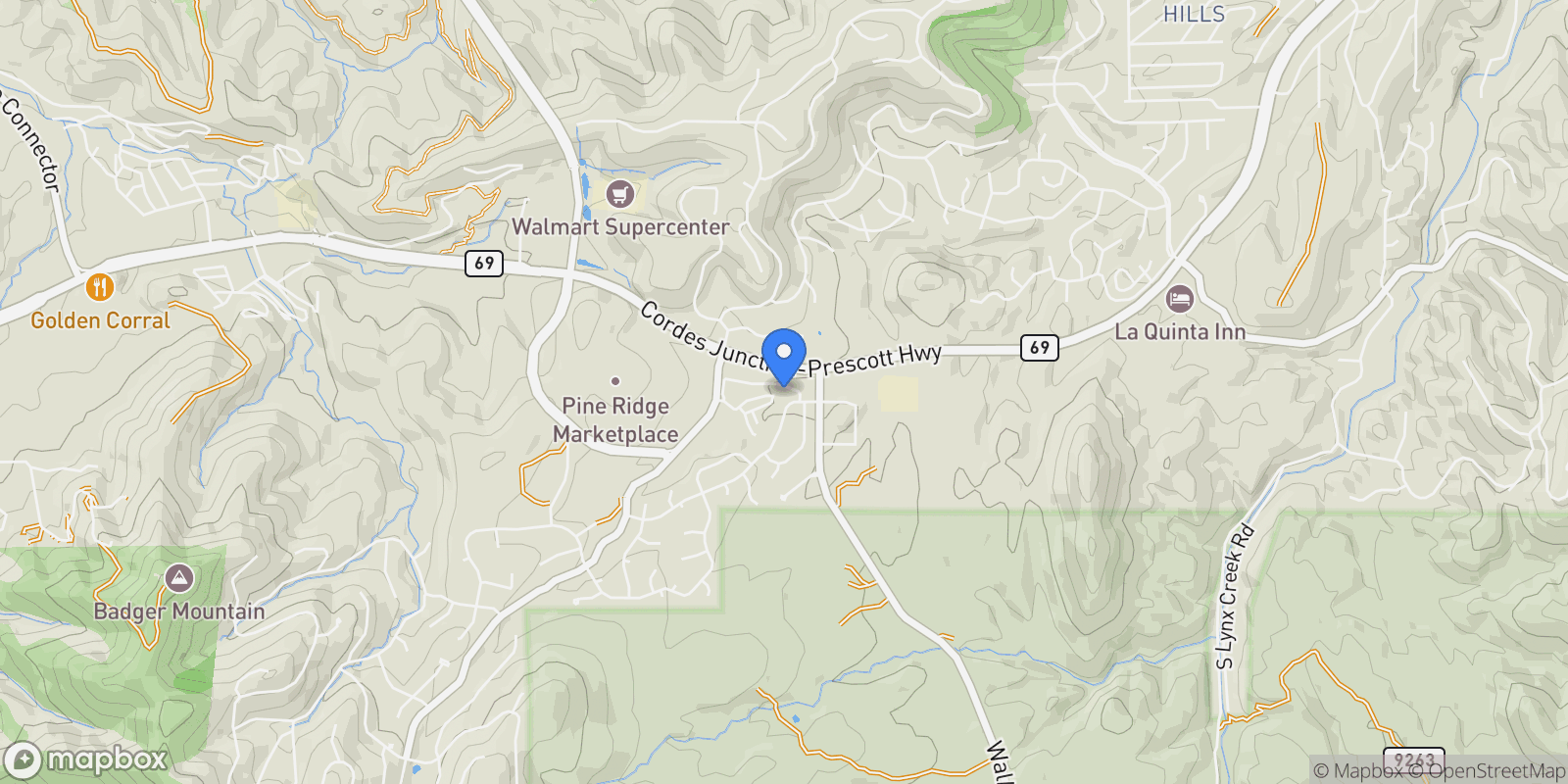 Map showing 3605 Ranch Drive, Prescott, AZ 86303, Prescott, Arizona, United States.