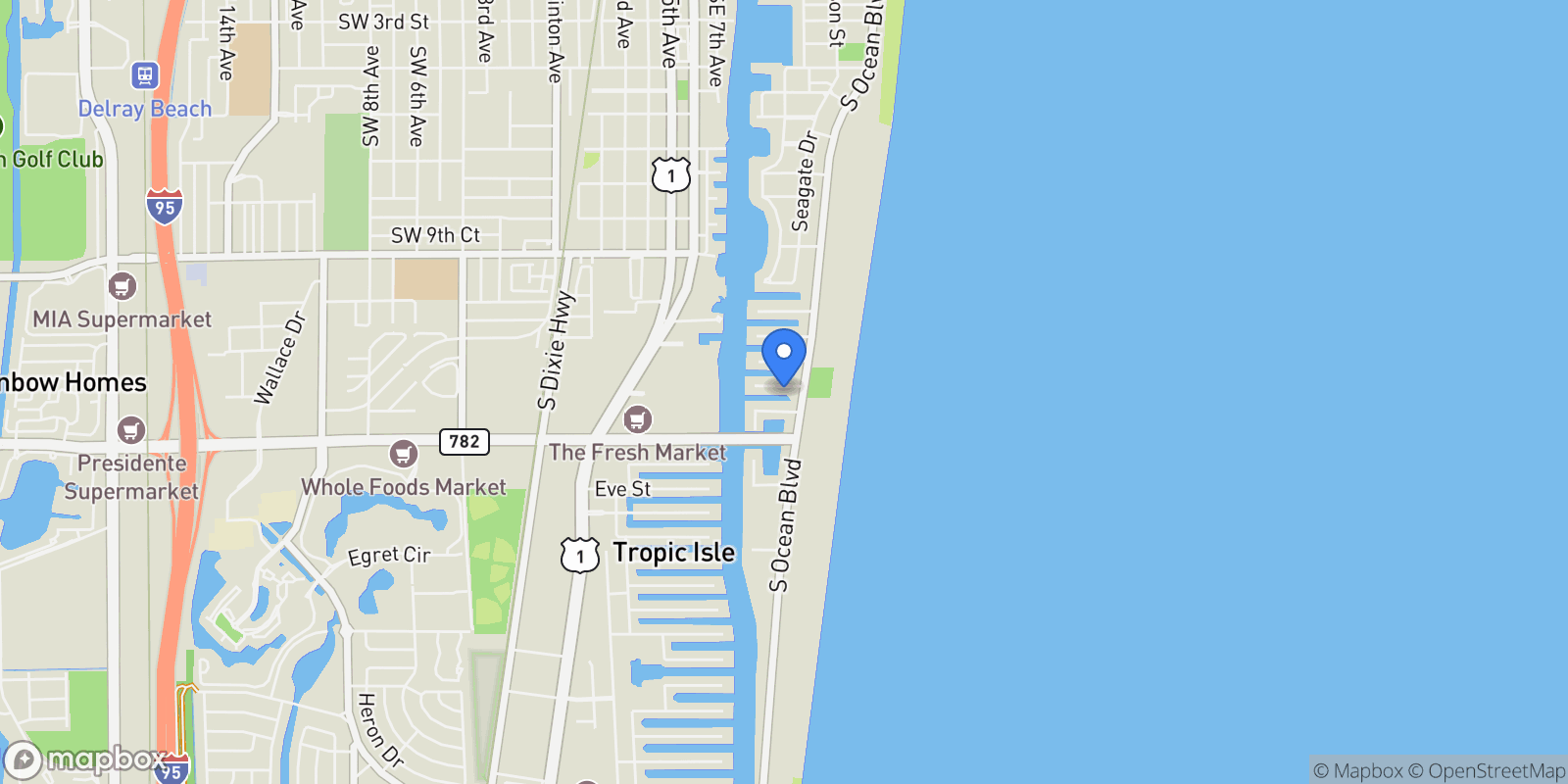 Map showing 1030 Rhodes Villa Avenue, Delray Beach, Florida, United States.