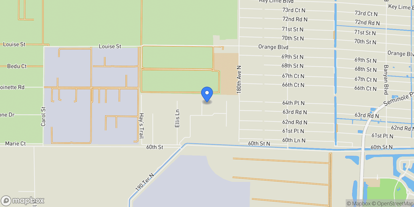 Map showing 6398 183rd Trail N, The Acreage, Florida, United States.