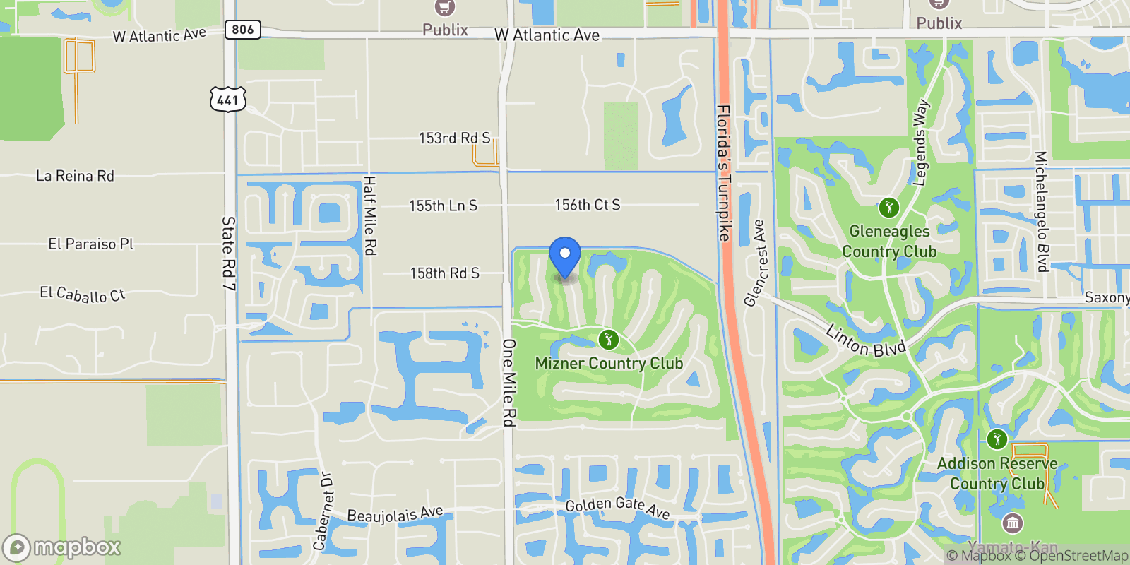 Map showing 15951 Laurel Creek Drive, Delray Beach, Florida, United States.