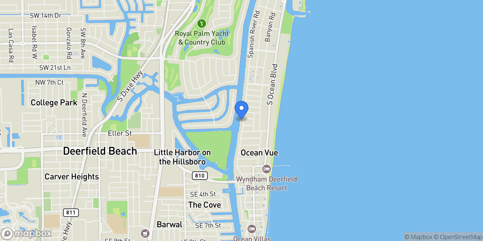 Map showing 2989 Spanish River Road, Boca Raton, Florida, United States.