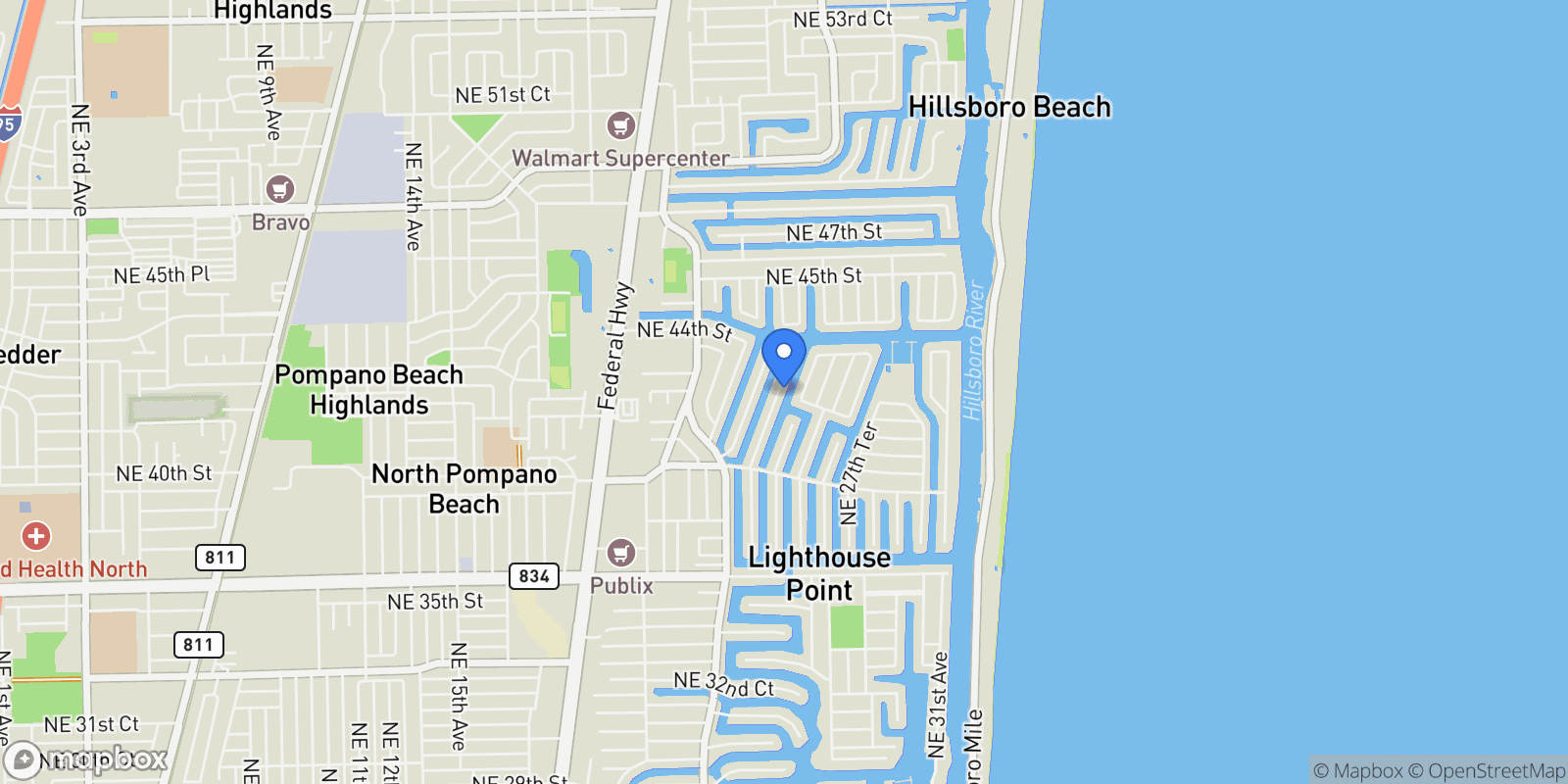 Map showing 4220 NE 24th Avenue, Lighthouse Point, Florida, United States.