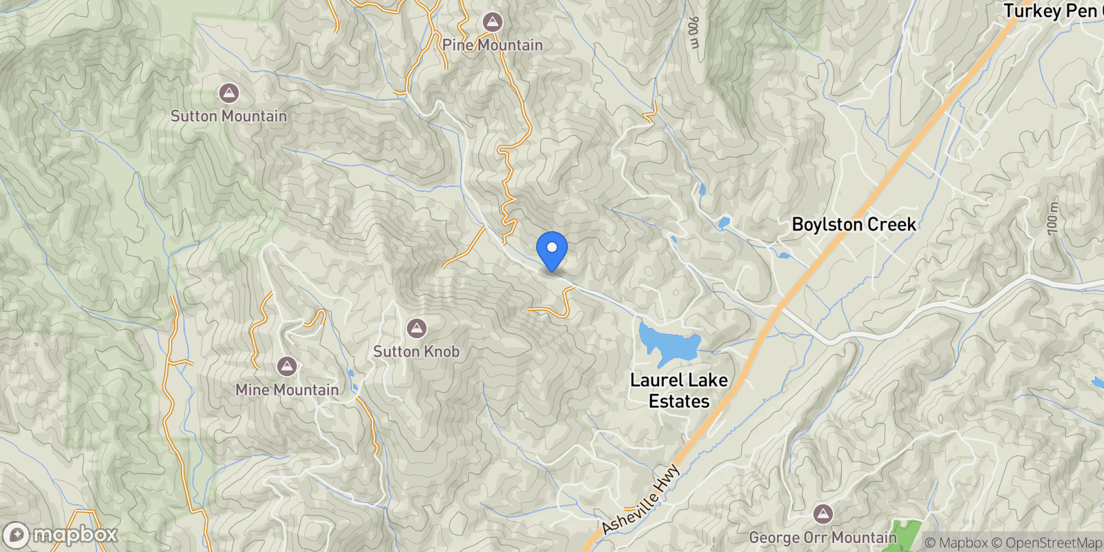 Map showing 1000 Sutton Creek Road, Pisgah Forest, NC 28768, Mills River, North Carolina, United States.