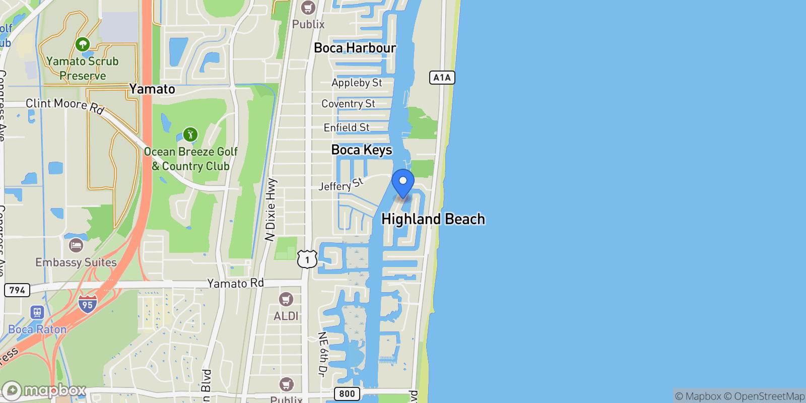 Map showing 4211 Intracoastal Drive, Boca Raton, Florida, United States.