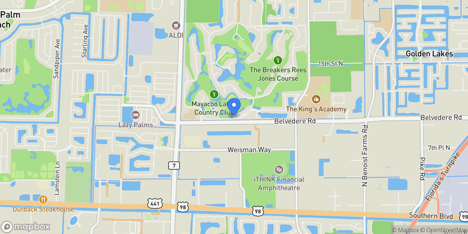 Map showing 9741 Spray Drive, West Palm Beach, Florida, United States.