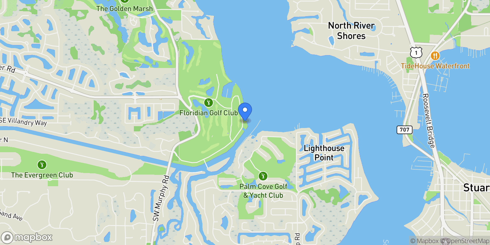 Map showing 2842 SW Rivers End Way, Palm City, Florida, United States.