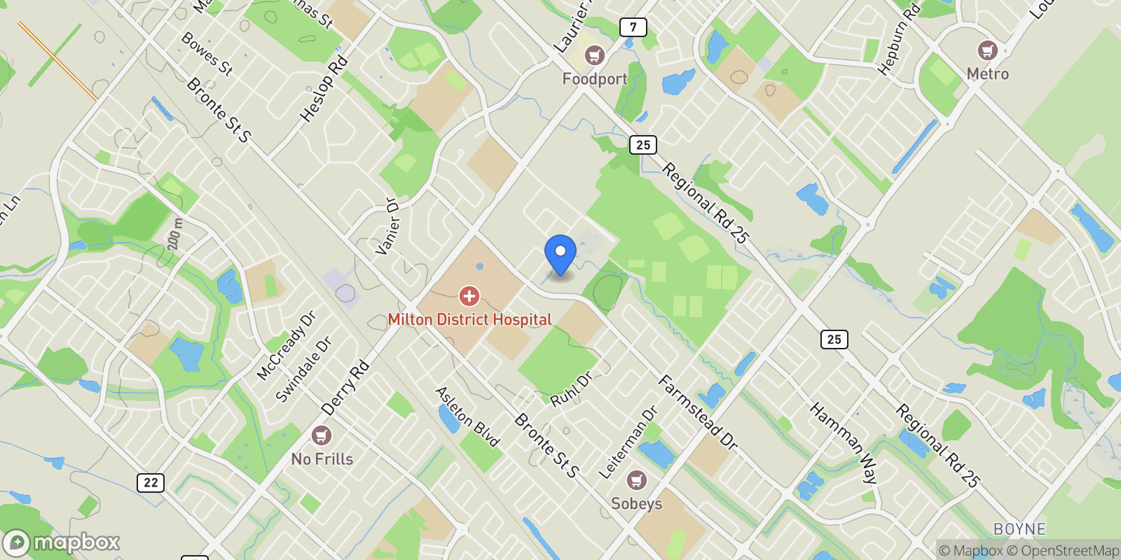 Map showing 745 Farmstead Dr  21, Milton, ON L9T 8B1, Milton, Ontario, Canada.