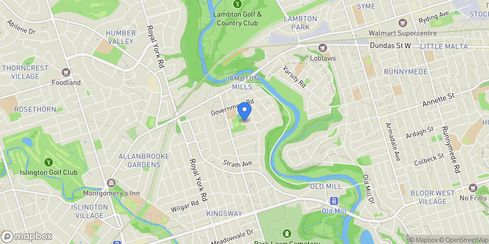 Map showing 50 Bannon Ave, Toronto, ON M8X 1V1, Toronto, Ontario, Canada.