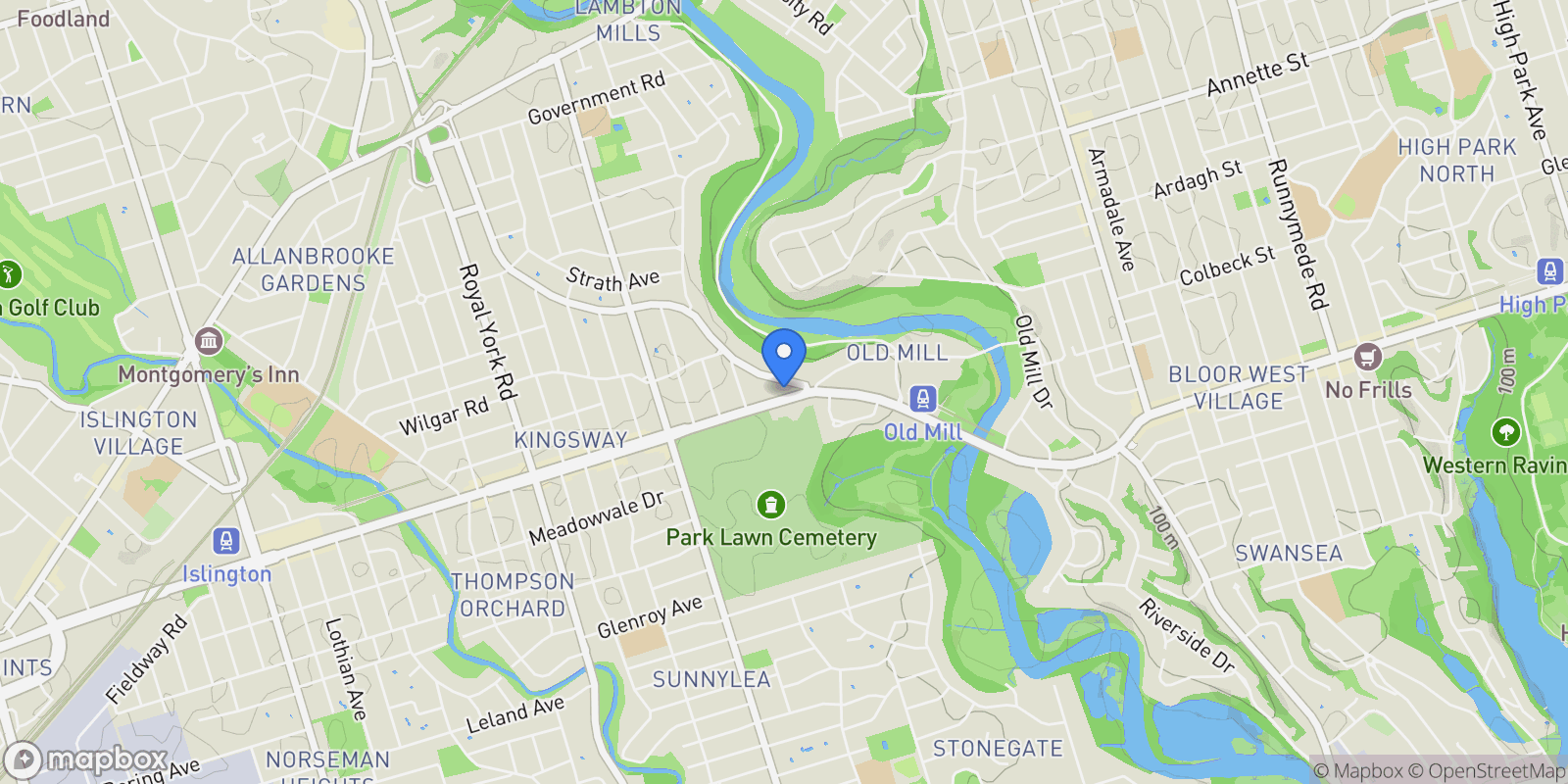 Map showing 4 The Kingsway  TH 2, Toronto, ON M8X 2T1, Toronto, Ontario, Canada.