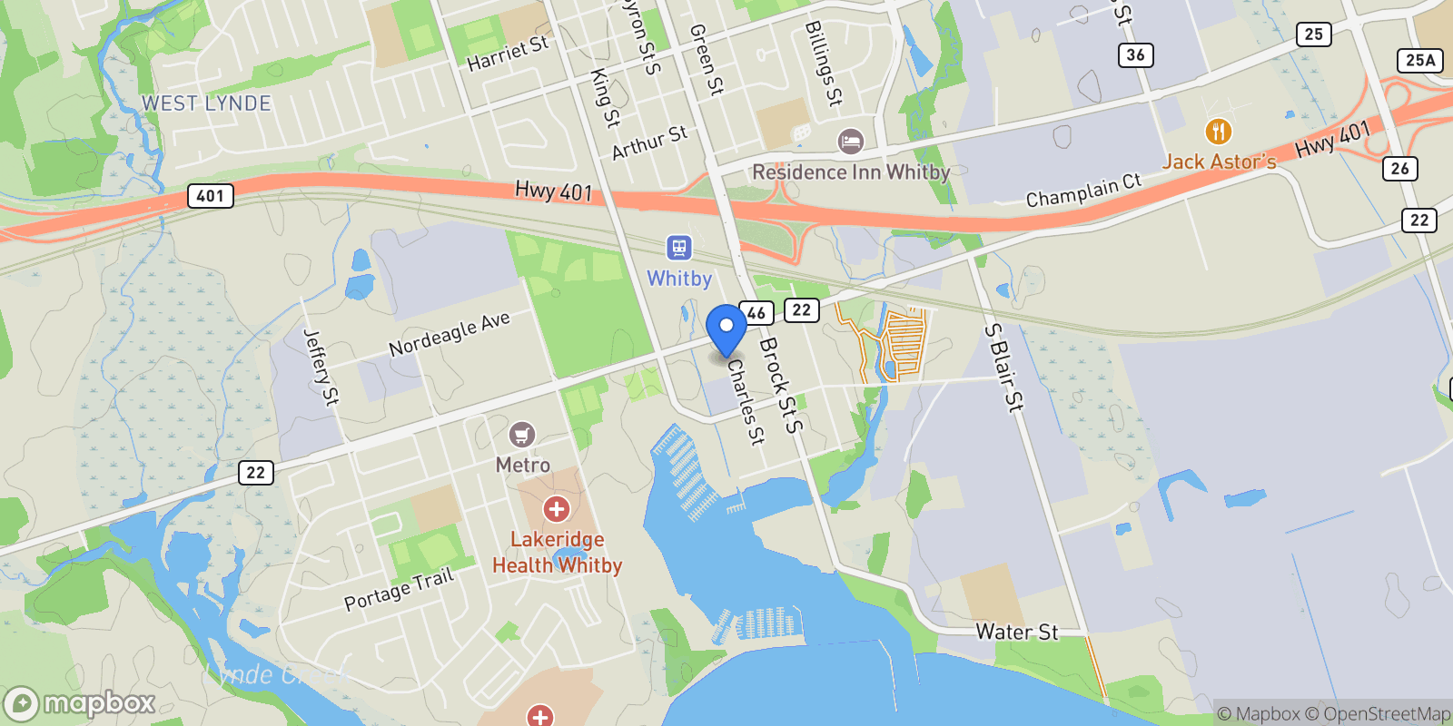 Map showing 1612 Charles St  139 C, Whitby, ON L1N 0P3, Whitby, Ontario, Canada.
