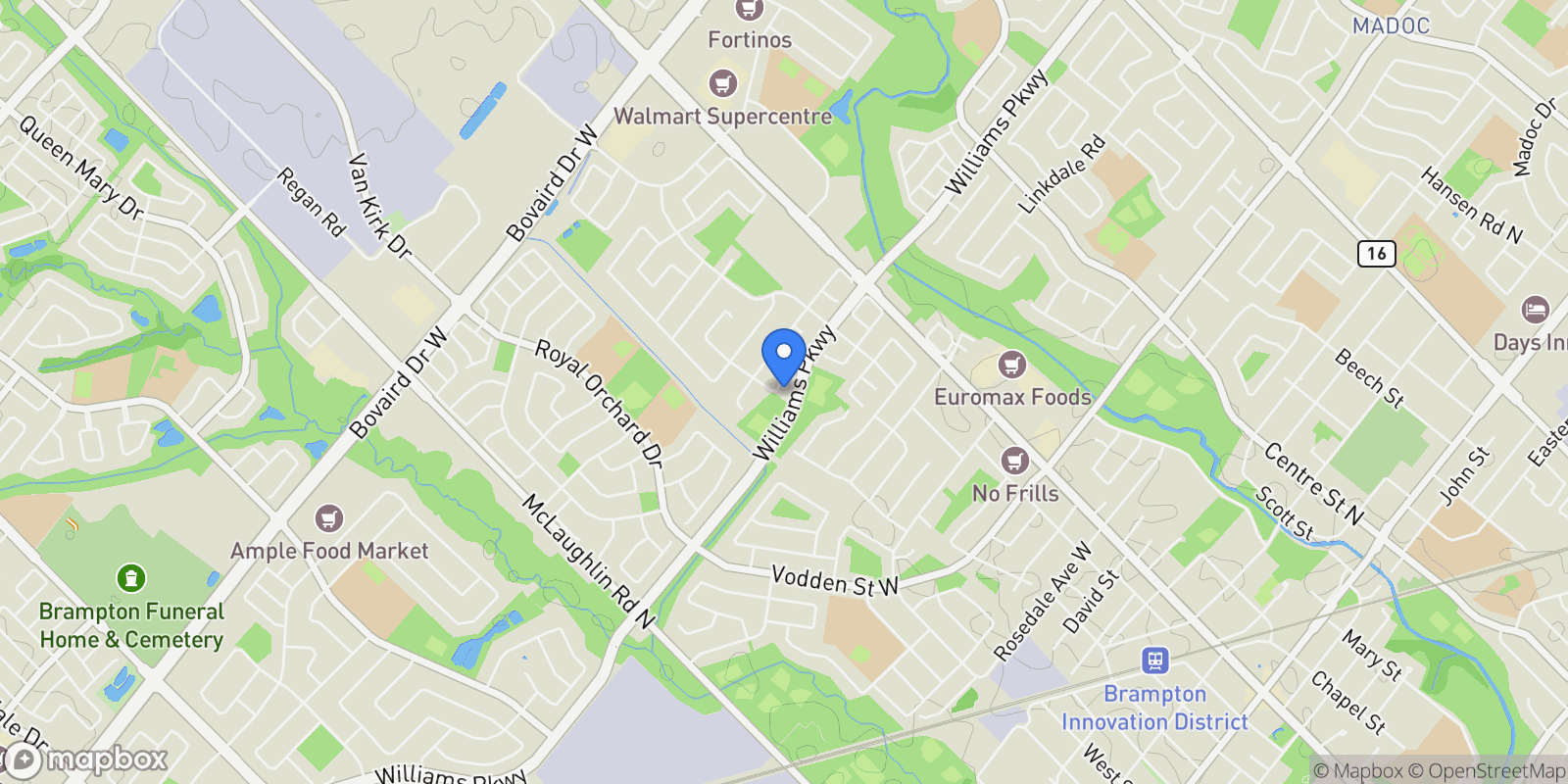 Map showing 88 Harridine Rd, Brampton, ON L6K 2X2, Brampton, Ontario, Canada.