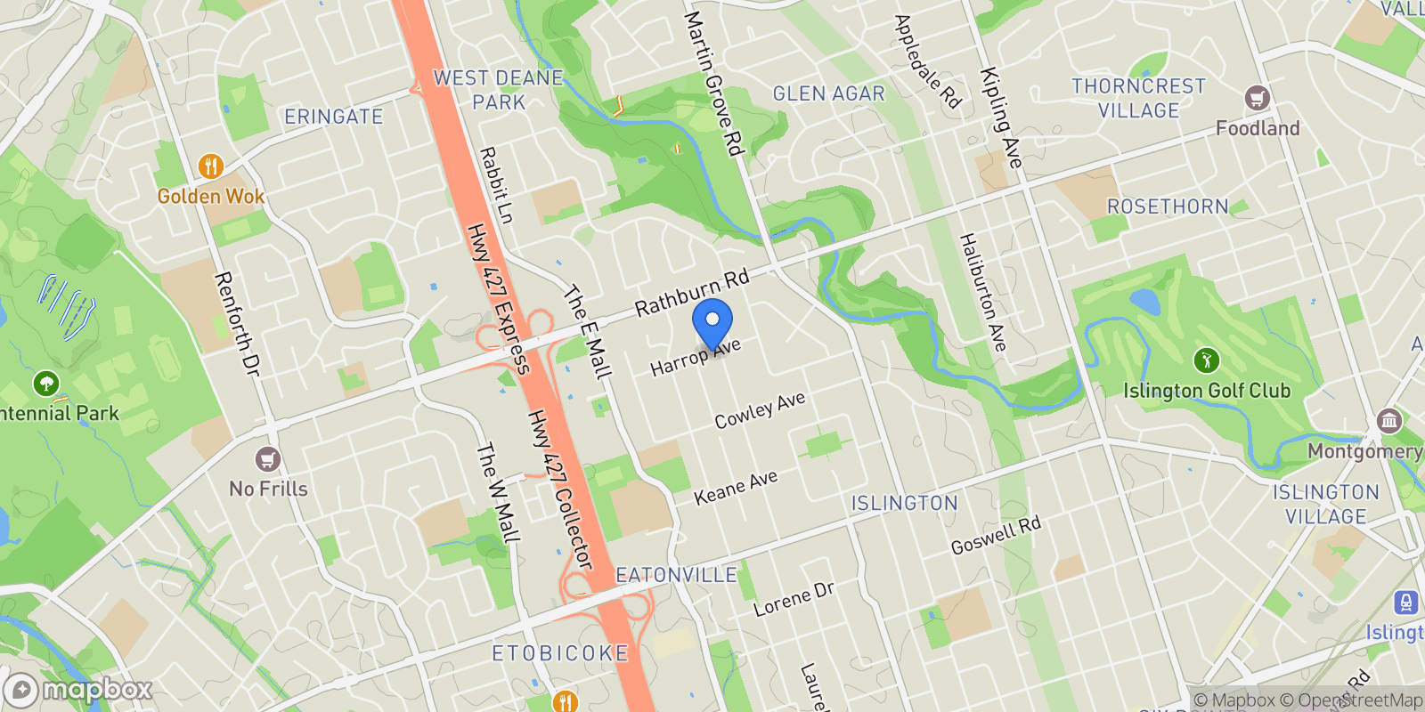 Map showing 118 Warwood Rd, Toronto, ON M9B 5B7, Toronto, Ontario, Canada.