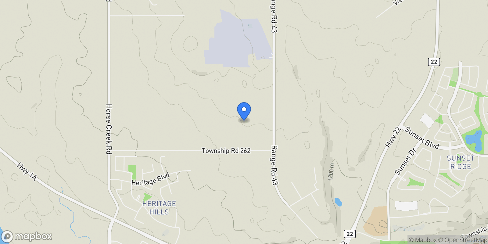 Map showing 262037 Range Road 43, Rural Rocky View County, AB, T4C 2J8, CANADA, Cochrane, Alberta, Canada.