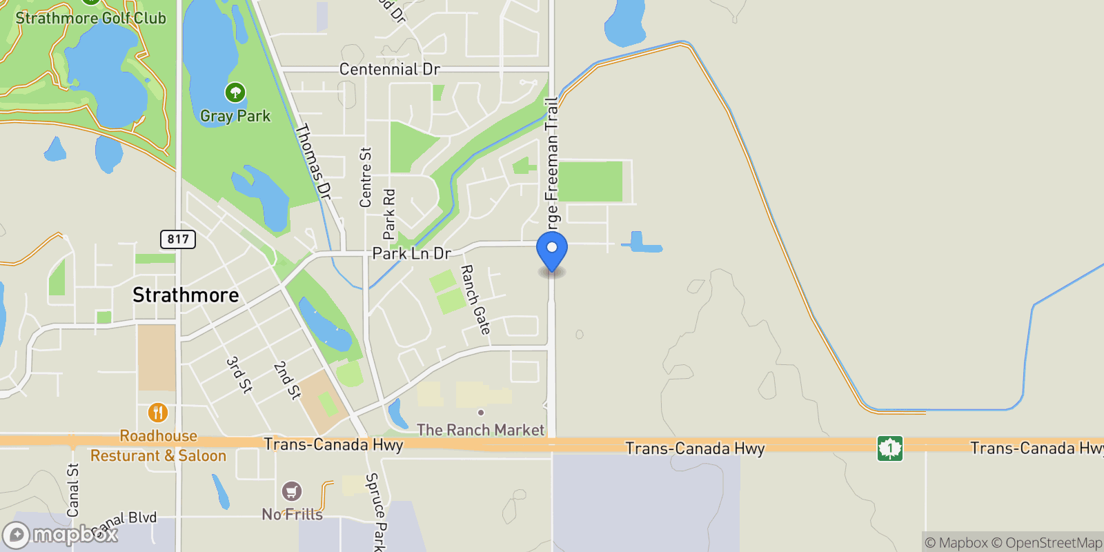 Map showing 4 Range Road 251, Rural Wheatland County, AB, T1P 0P1, CANADA, Strathmore, Alberta, Canada.