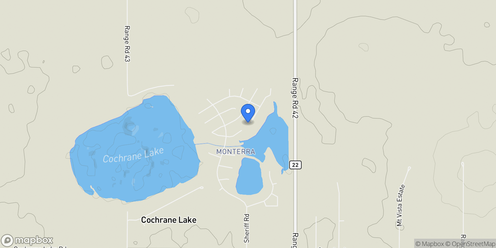Map showing 32 Monterra LANDING, Rural Rocky View County, AB, T4C0G8, CANADA, Cochrane, Alberta, Canada.