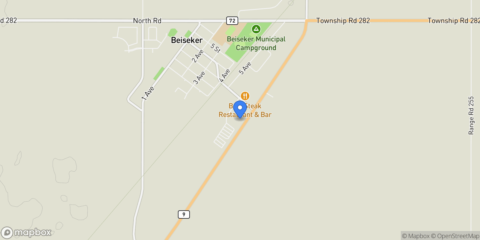 Map showing 404010 Range Road 9-5A, Rural Clearwater County, AB, T0M 1T0, CANADA, Beiseker, Alberta, Canada.