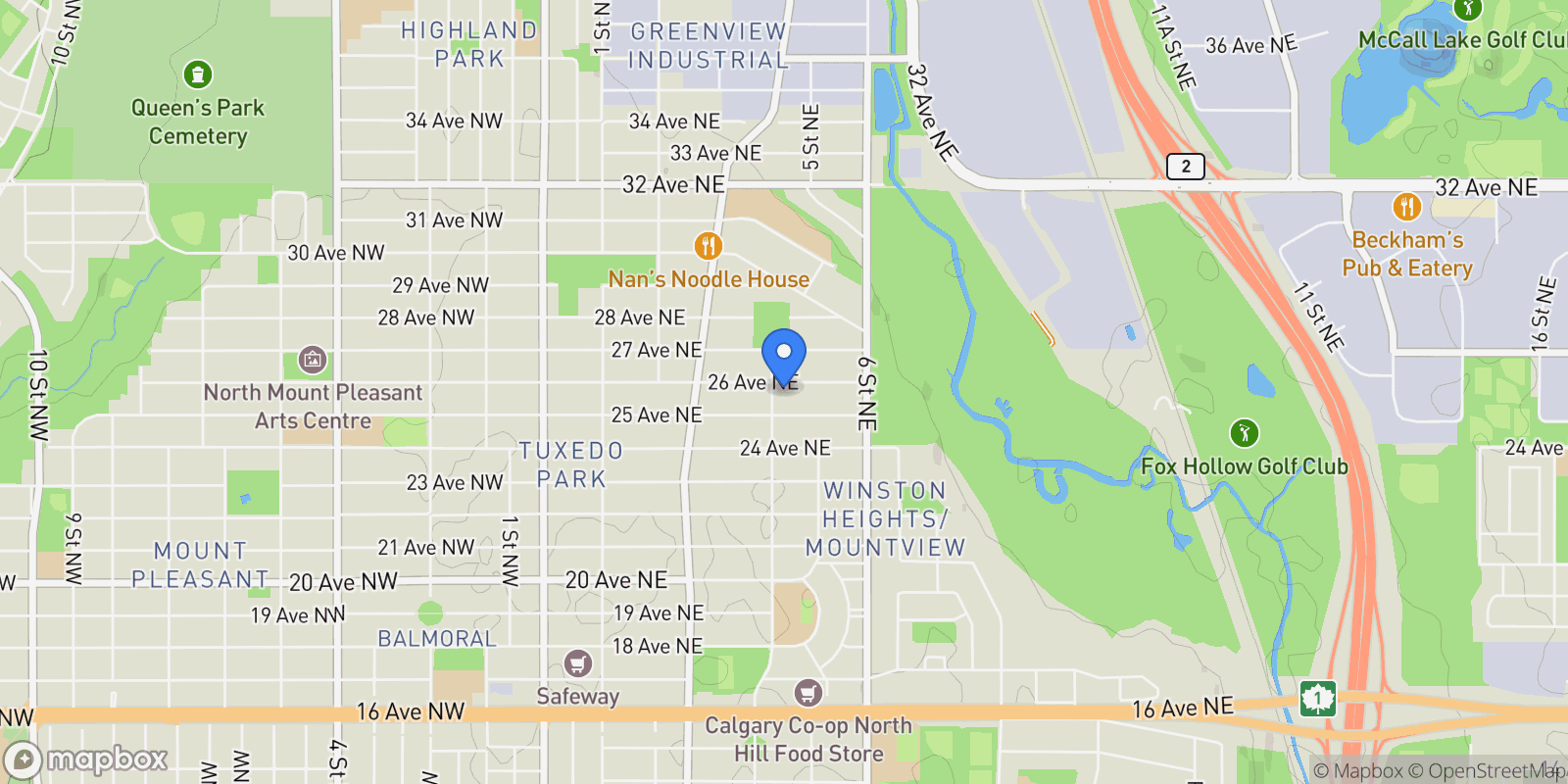Map showing 507 26 AVENUE NE, Calgary, AB, T2E 1Z6, CANADA, Calgary, Alberta, Canada.
