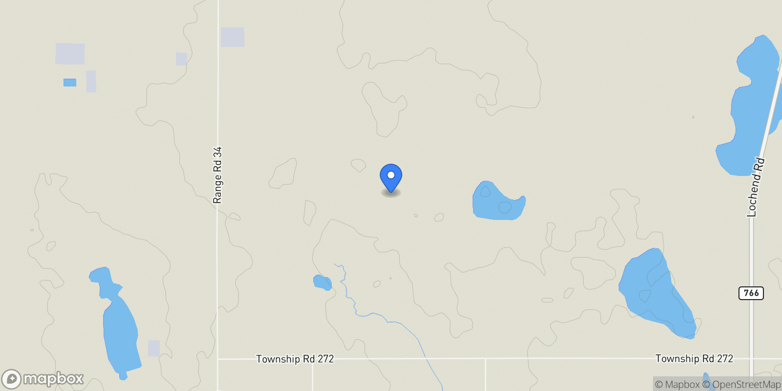 Map showing 33038 Township Road 272, Rural Rocky View County, AB, T4C 2Z6, CANADA, Airdrie, Alberta, Canada.