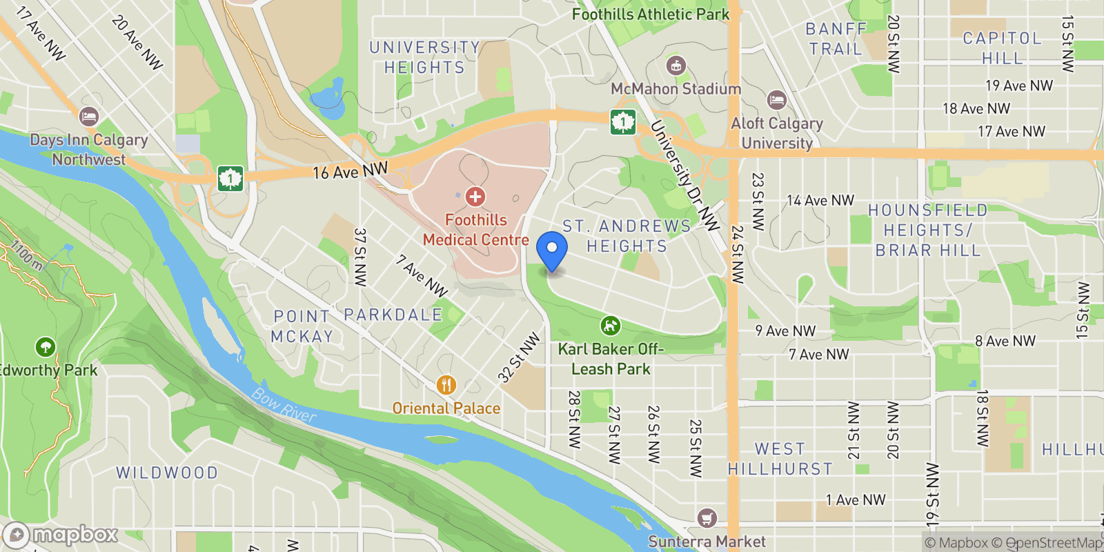 Map showing 2920 Toronto CRESCENT NW, Calgary, AB, T2N 3W2, CANADA, Calgary, Alberta, Canada.