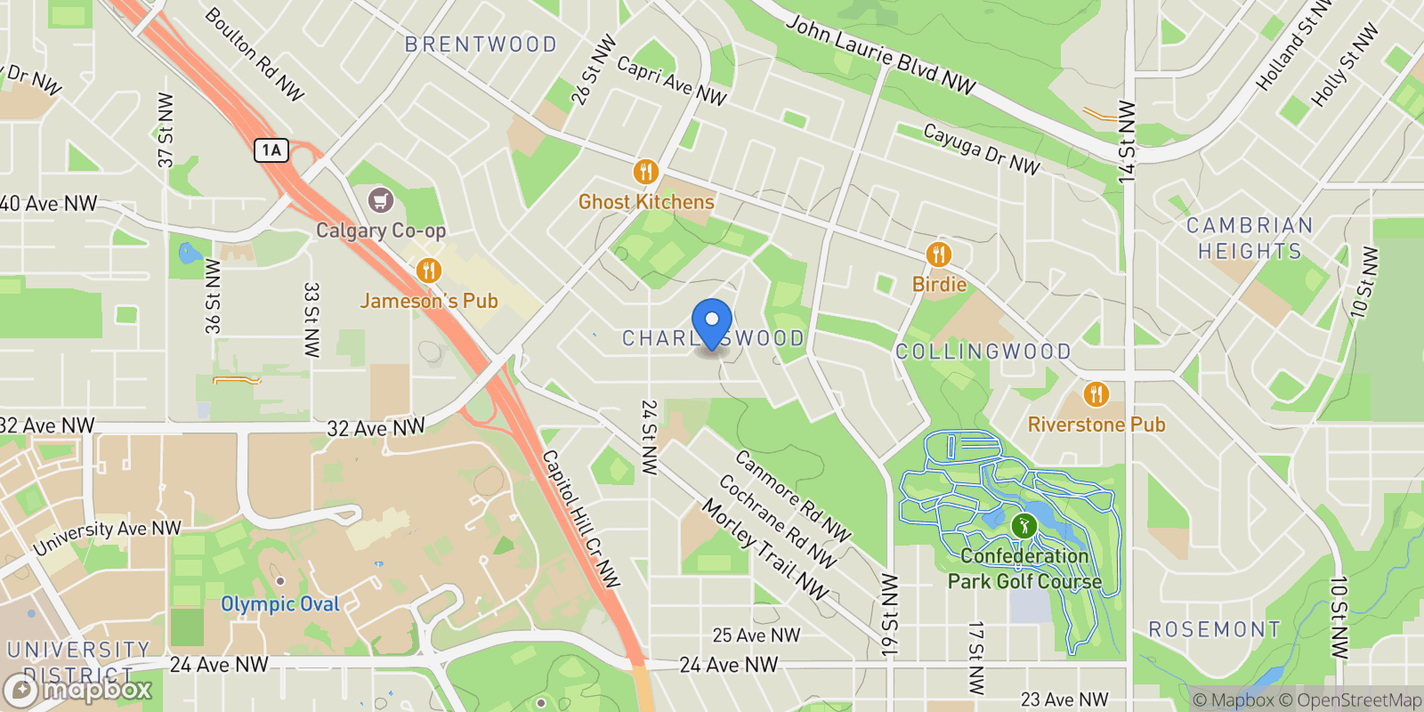 Map showing 3423 23 STREET NW, Calgary, AB, T3L 0T8, CANADA, Calgary, Alberta, Canada.