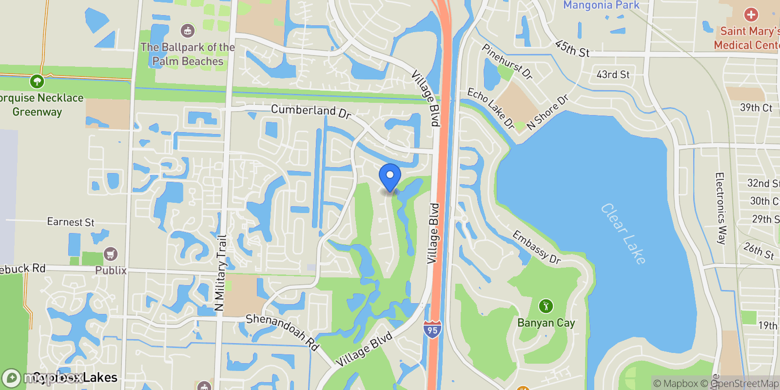 Map showing 2670 Tecumseh Drive, West Palm Beach, Florida, United States.