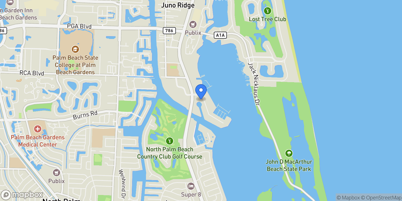 Map showing 1141 Marine Way E H3l, North Palm Beach, Florida, United States.