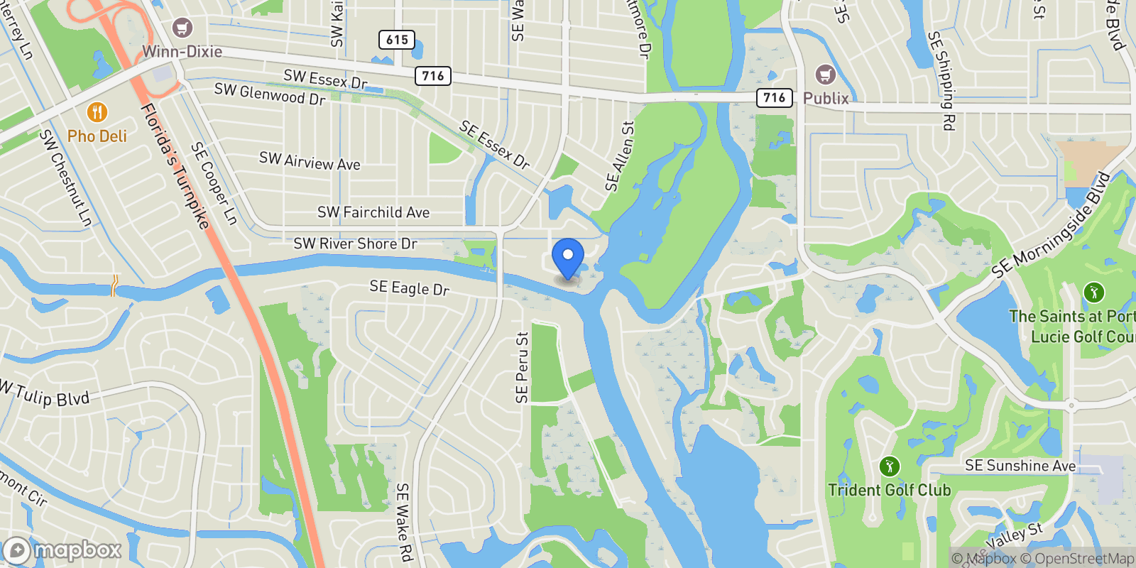 Map showing 2674 SE Erickson Drive, Port St. Lucie, Florida, United States.