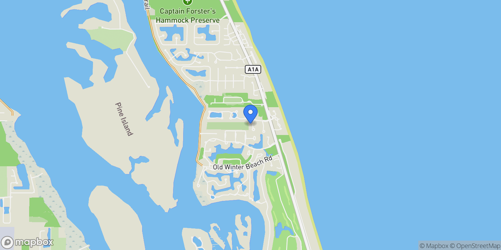 Map showing 205 Coconut Creek Court, Vero Beach, Florida, United States.