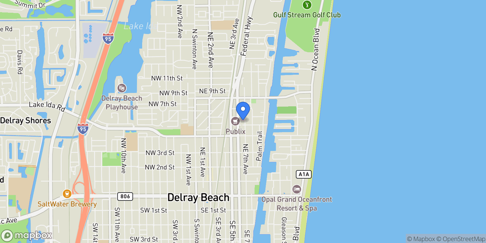 Map showing 514 NE 7th Avenue, Delray Beach, Florida, United States.