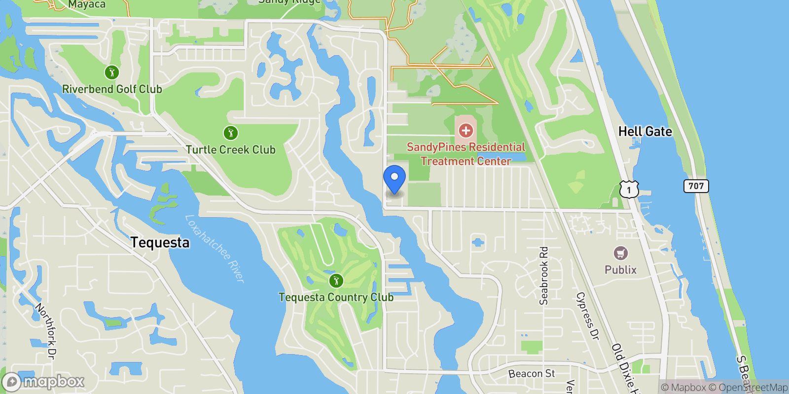 Map showing 10841 SE Arielle Terrace, Tequesta, Florida, United States.