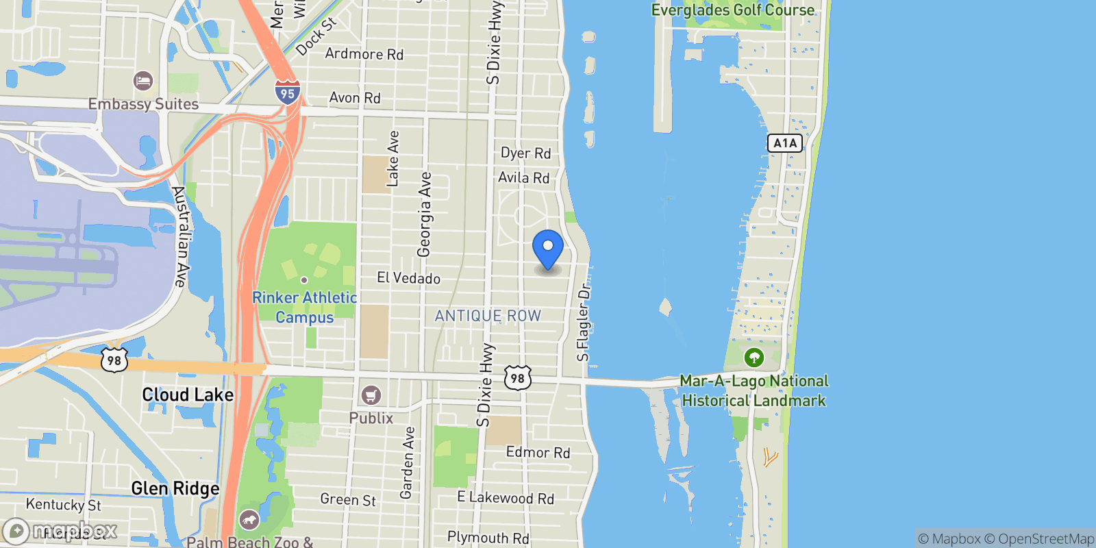 Map showing 205 Greymon Drive, West Palm Beach, Florida, United States.