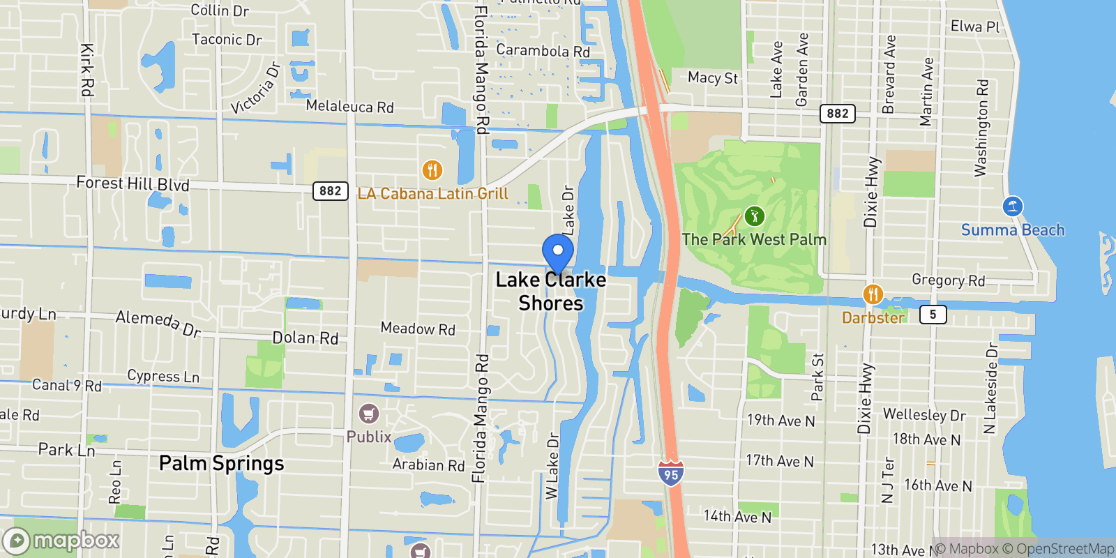 Map showing 7512 W Lake Drive, West Palm Beach, Florida, United States.