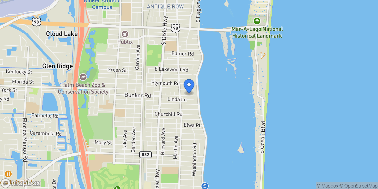 Map showing 217 Bunker Ranch Road, West Palm Beach, Florida, United States.