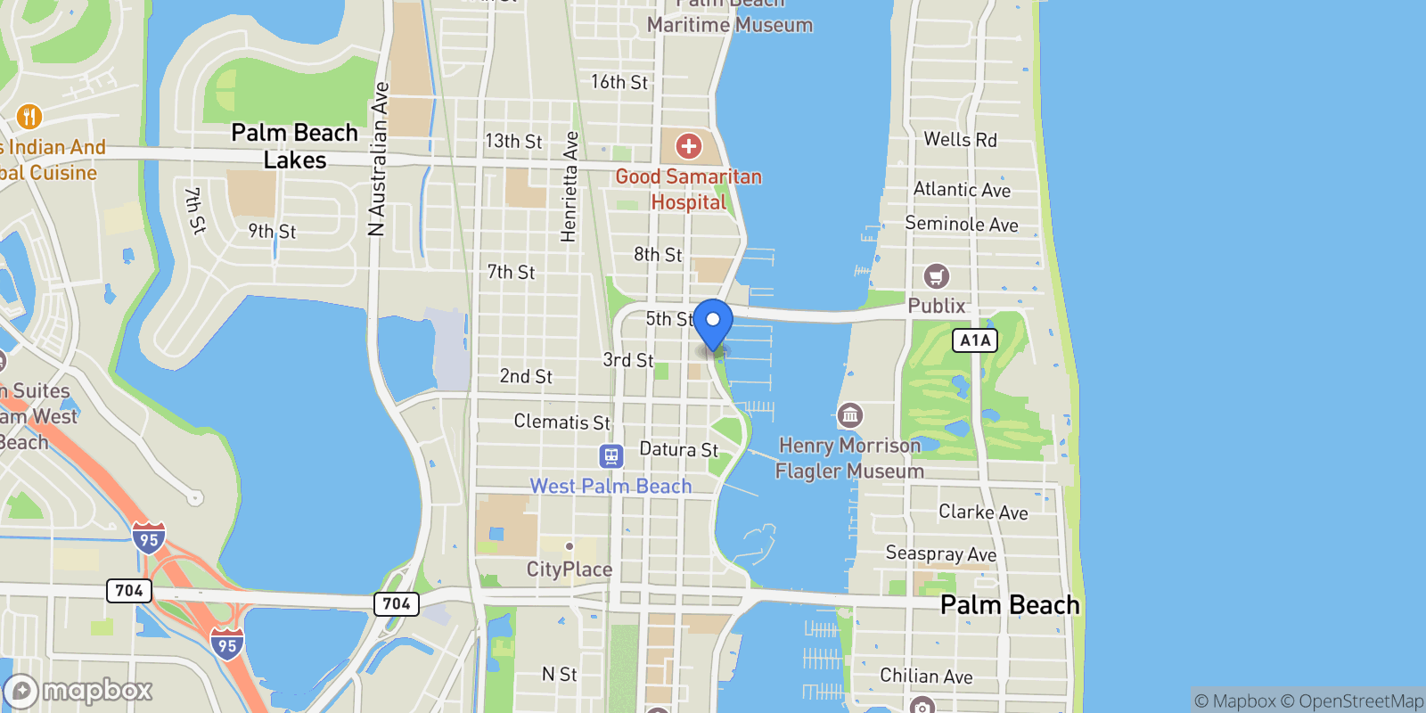 Map showing 400 N Flagler Drive 1003, West Palm Beach, Florida, United States.