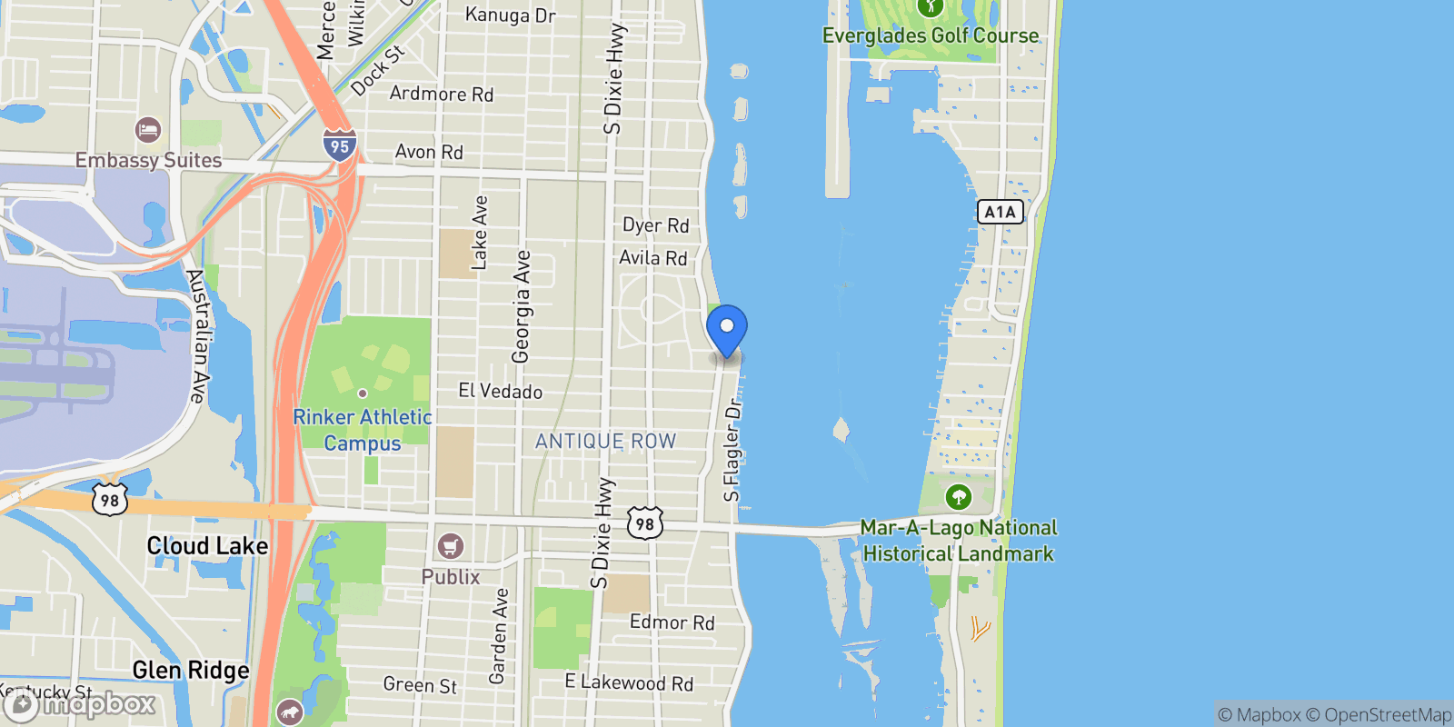 Map showing 3214 Washington Road, West Palm Beach, Florida, United States.