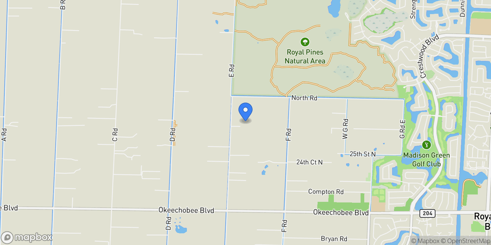 Map showing 2770 E Road, Loxahatchee, Florida, United States.