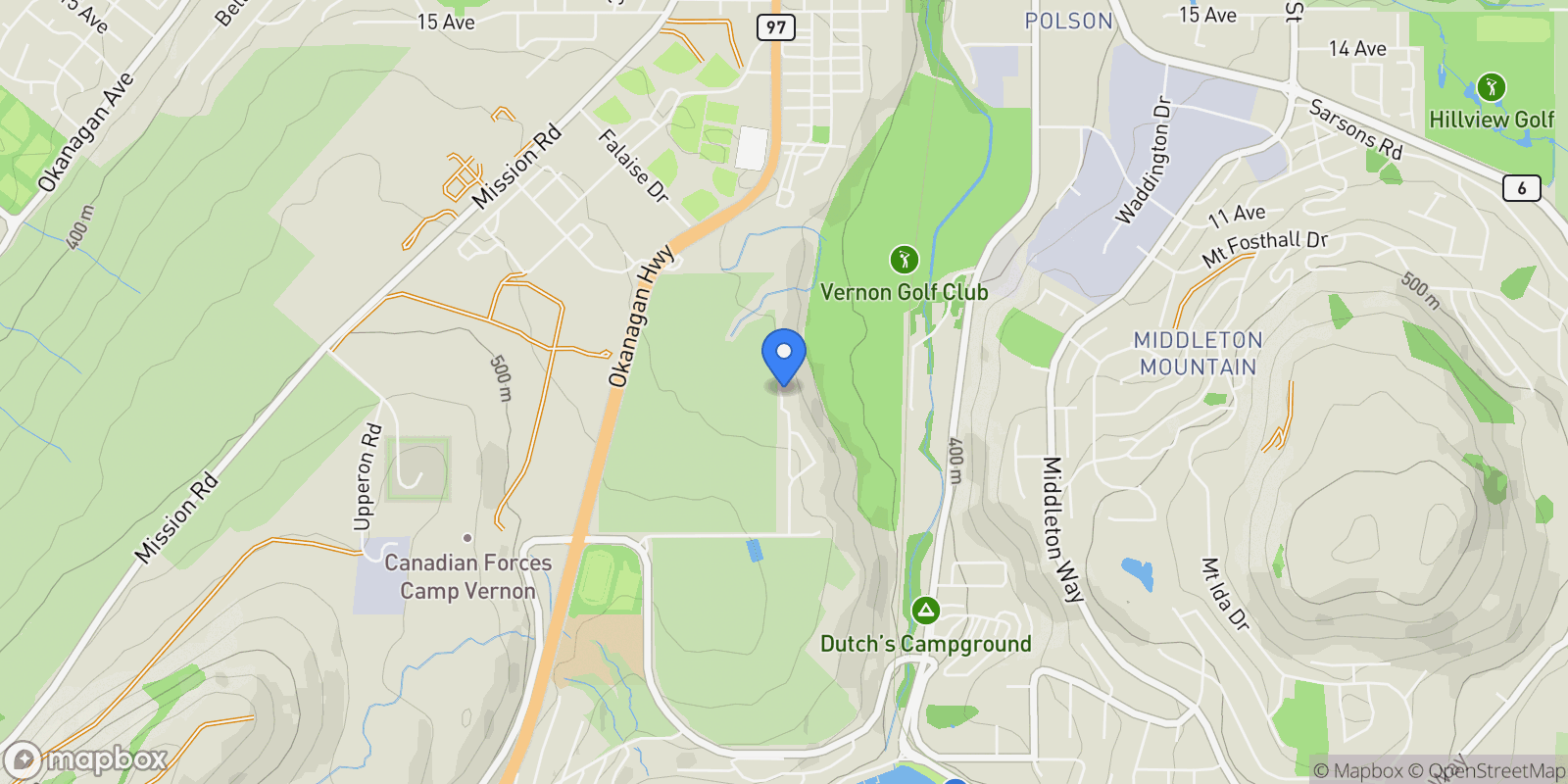 Map showing 305 Country Estate Place, Vernon, BC V1B 2W7, Vernon, British Columbia, Canada.