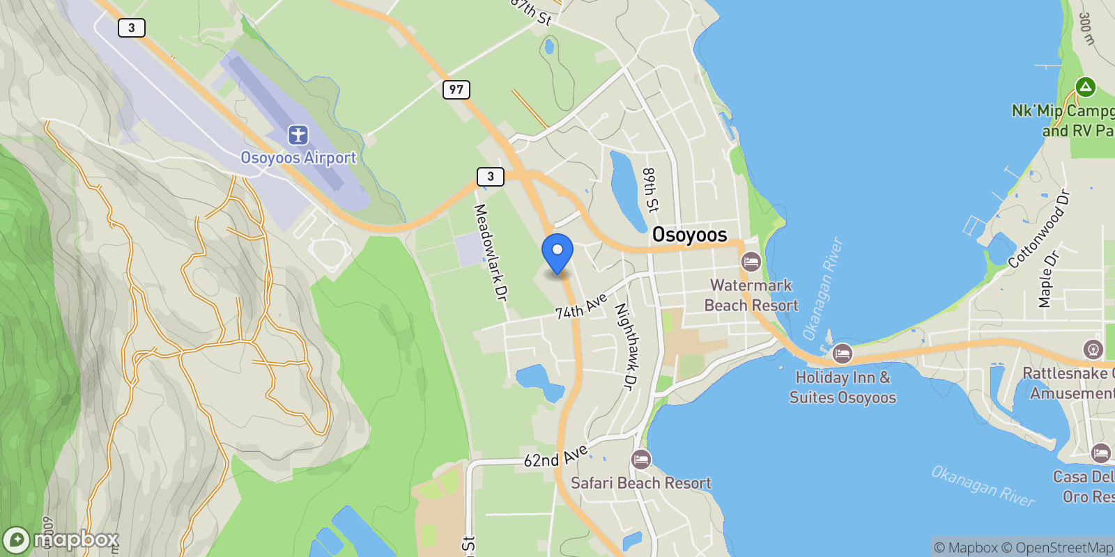 Map showing 7612 97th Street, Osoyoos, BC V0H 1V5, Osoyoos, British Columbia, Canada.
