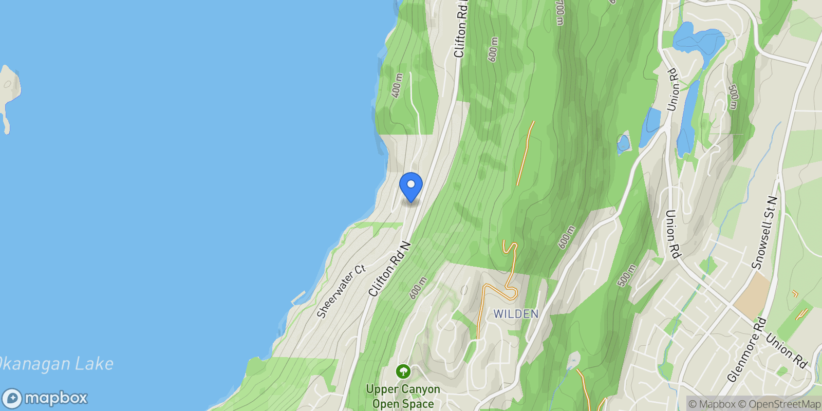 Map showing 210 Clifton Road, Kelowna, BC V1V 1G3, Kelowna, British Columbia, Canada.
