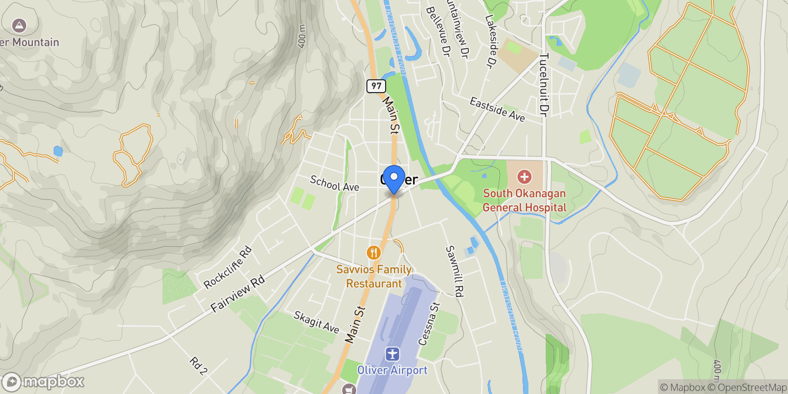 Map showing 298 Test Orchard Road, Oliver, BC V0H 1T5, Oliver, British Columbia, Canada.
