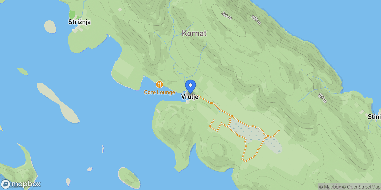 Map showing Kornati, Croatia, Kornat, Sibenik-Knin County, Croatia.
