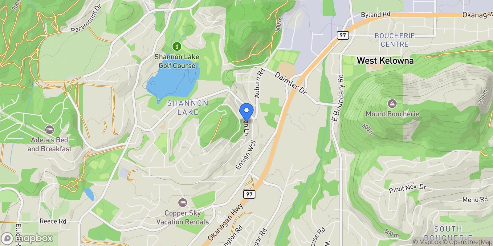 Map showing 2969 Ensign Lane, West Kelowna, BC V4T 2Z4, West Kelowna, British Columbia, Canada.