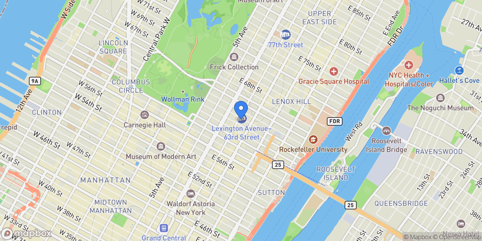 Map showing Barbizon 63, 140 E 63RD ST, New York, New York, United States.