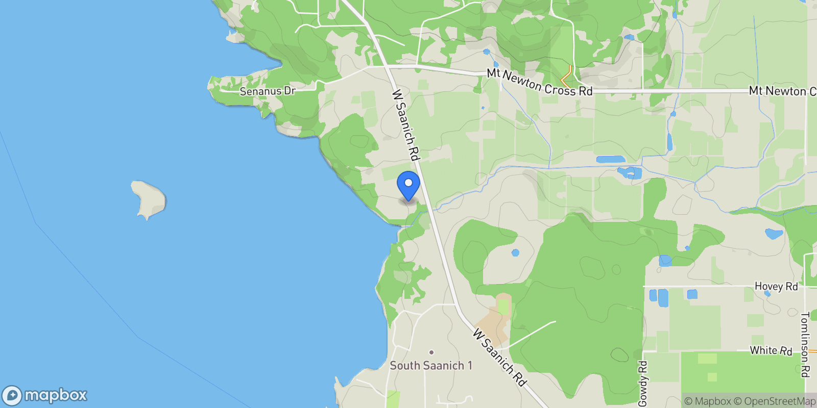 Map showing 7756 W Saanich Road, Saanichton, British Columbia, Canada.