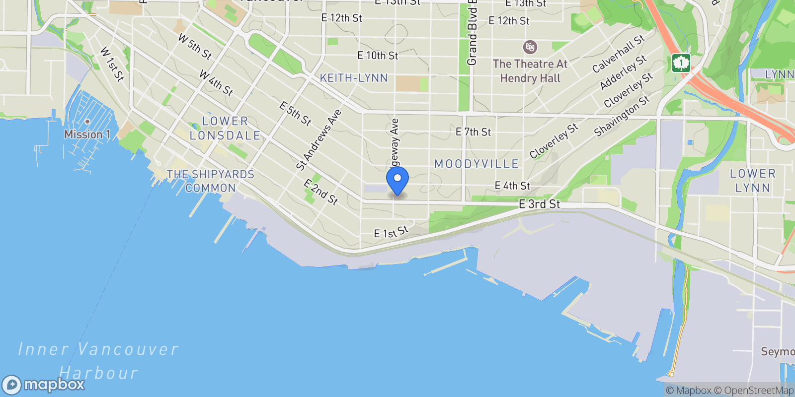 Map showing 610 E 3rd Street TH6, North Vancouver, British Columbia, Canada.