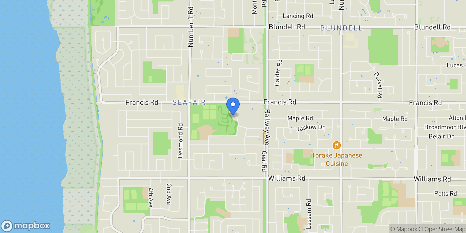 Map showing 9231 Parksville Drive, Richmond, British Columbia, Canada.