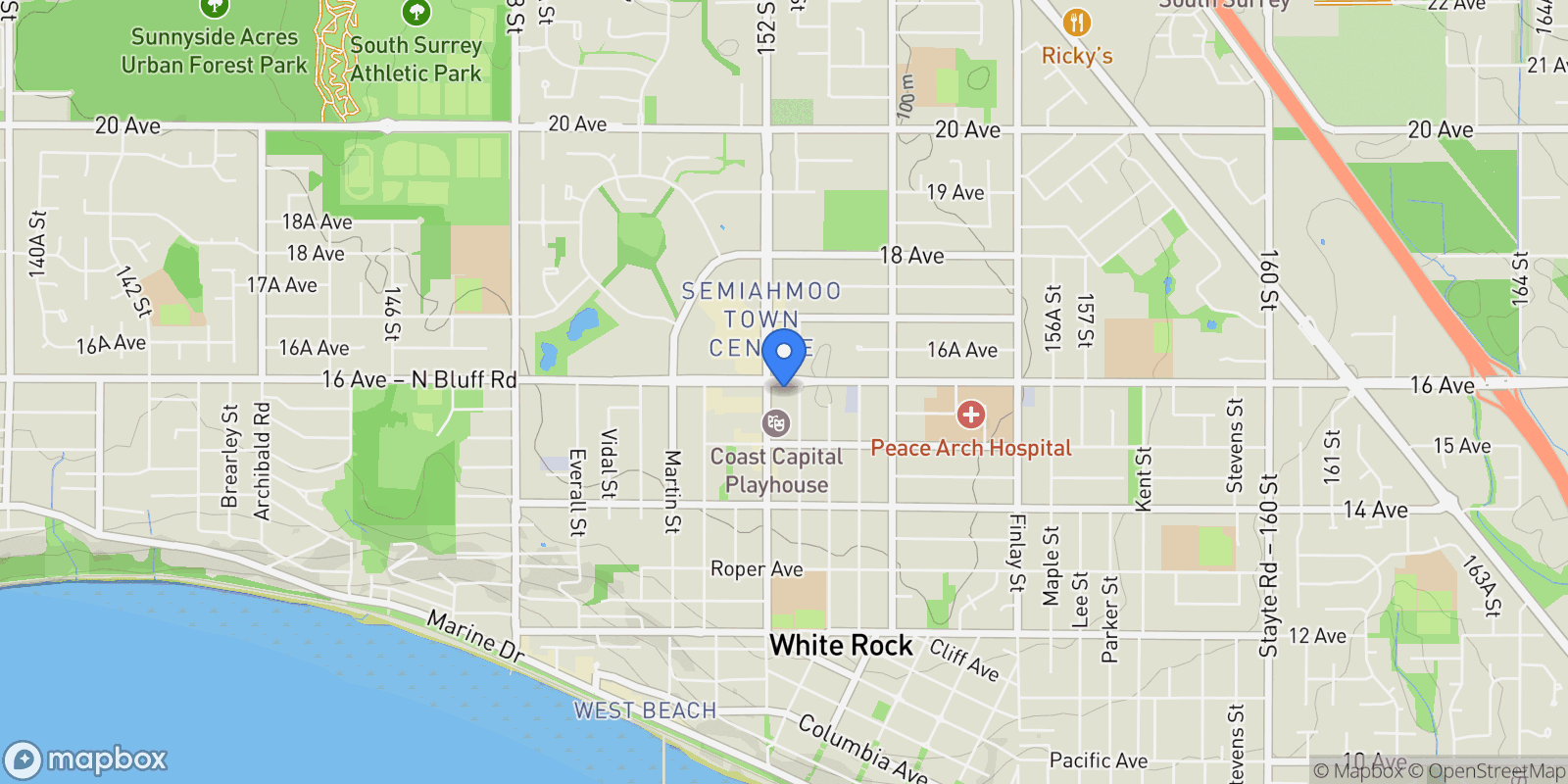 Map showing 1588 Johnston Road 2305, White Rock, British Columbia, Canada.