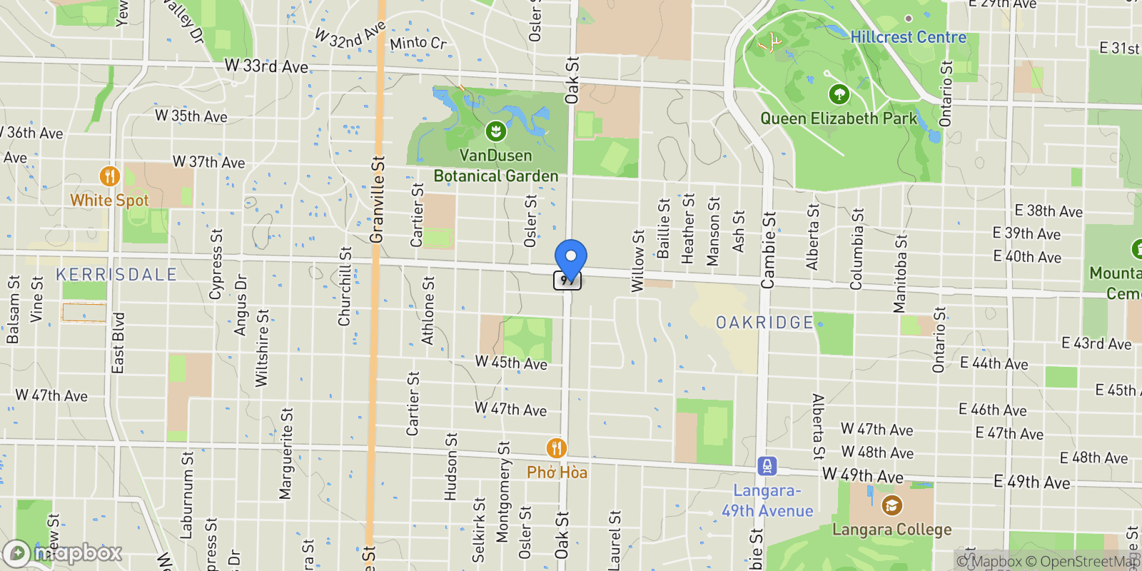 Map showing 5770 Oak Street 210, Vancouver, British Columbia, Canada.