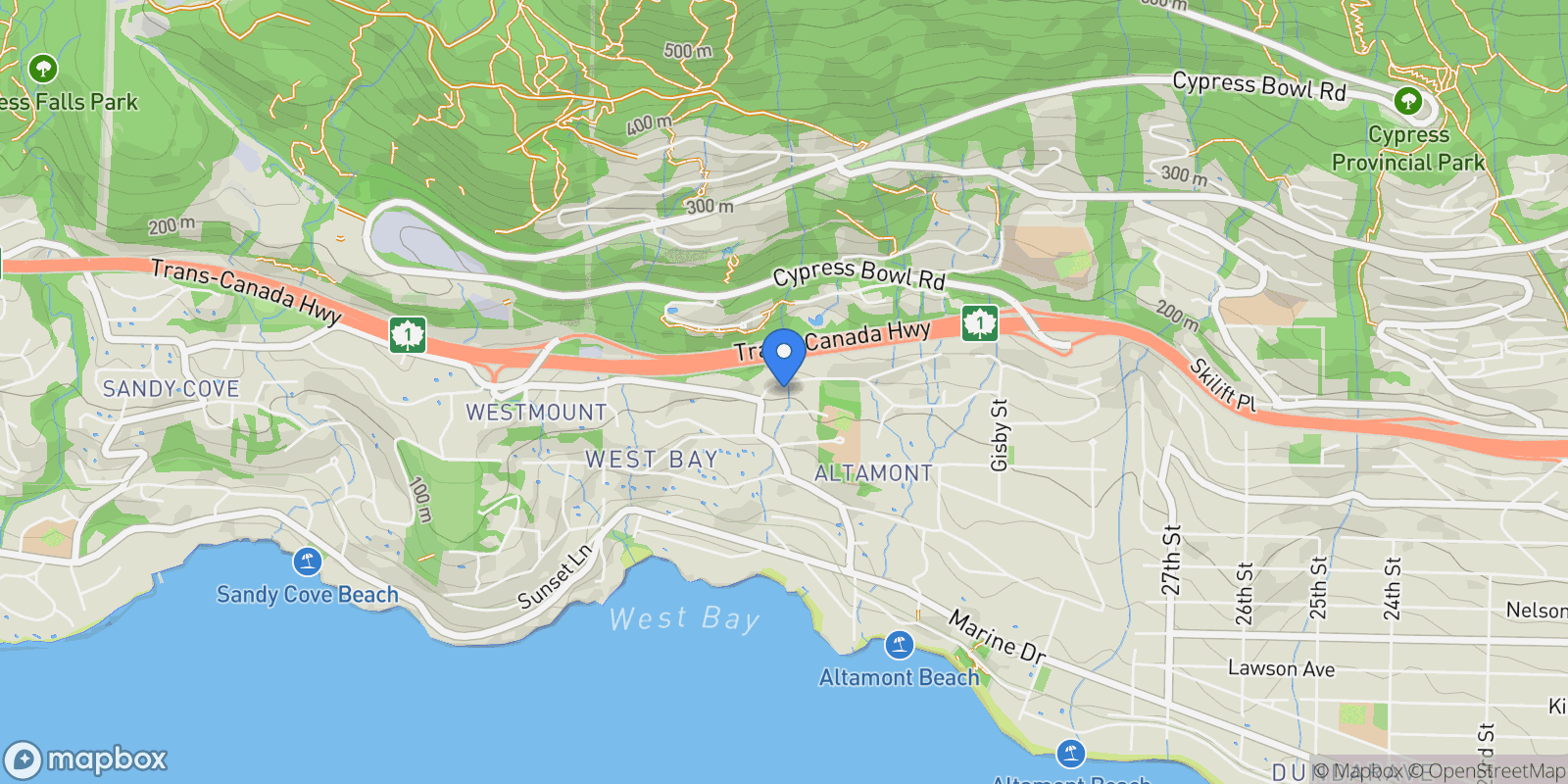 Map showing 3180 Benbow Road, West Vancouver, British Columbia, Canada.
